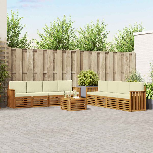 vidaXL &Uuml;lőgarnit&uacute;r&aacute;k 9 pcs Term&eacute;szetes &eacute;s kr&eacute;msz&iacute;nű T&ouml;m&ouml;r Ak&aacute;cfa