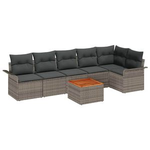 vidaXL Kerti Kanap&eacute; Szett t&aacute;rol&oacute;val 7 pcs Sz&uuml;rke polirattan