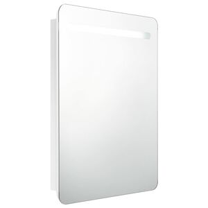 vidaXL f&eacute;nyes feh&eacute;r LED-es t&uuml;kr&ouml;s f&uuml;rdőszobaszekr&eacute;ny 60 x 11 x 80 cm