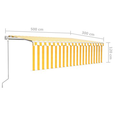 vidaXL sárga és fehér automata napellenző redőnnyel 5 x 3 m