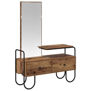 vidaXL &Ouml;lt&ouml;zk&ouml;dőasztal fi&oacute;kkal Antik Fa 100 x 36,5 x 136 cm Szerelt Fa