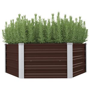 vidaXL barna kerti magas&aacute;gy&aacute;s horganyzott ac&eacute;lb&oacute;l 129 x 129 x 45 cm
