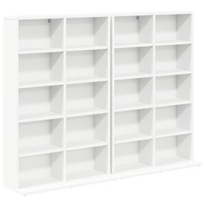 vidaXL CD szekr&eacute;ny 2 db Feh&eacute;r 65 x 23,5 x 97,5 cm Szerelt Fa