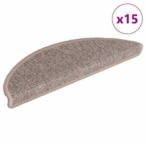 vidaXL 15 db s&ouml;t&eacute;tb&eacute;zs f&eacute;lk&ouml;r alak&uacute; l&eacute;pcsőszőnyeg 56 x 17 x 3 cm