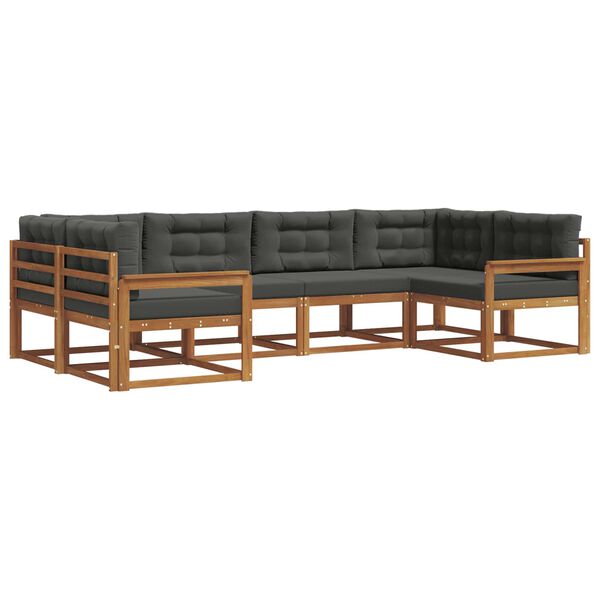 vidaXL K&uuml;lt&eacute;ri kanap&eacute; szett p&aacute;rn&aacute;val 6 pcs Term&eacute;szetes &eacute;s antracit