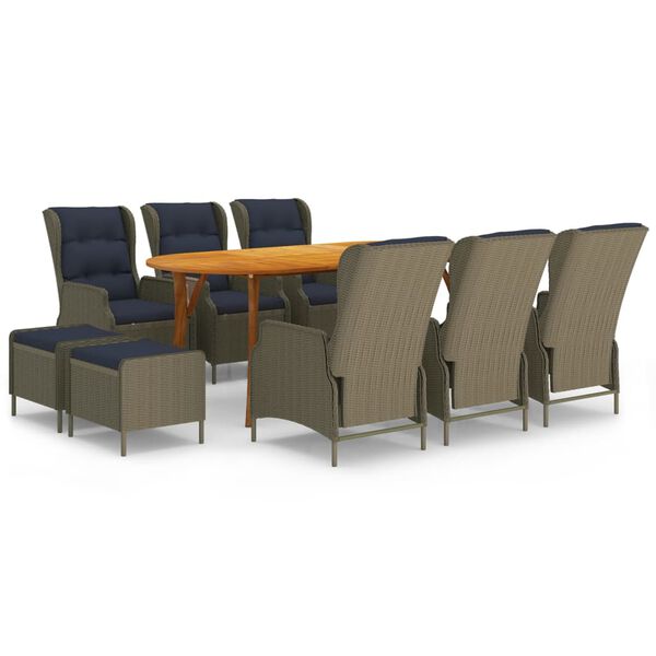 vidaXL 9 r&eacute;szes barna kerti &eacute;tkezőgarnit&uacute;ra