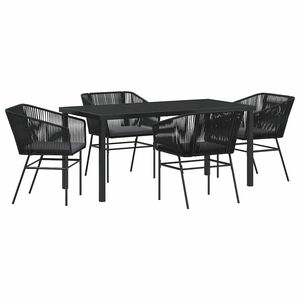 vidaXL Kert &eacute;tkező szett p&aacute;rn&aacute;val 5 pcs Fekete Porsz&oacute;rt ac&eacute;l