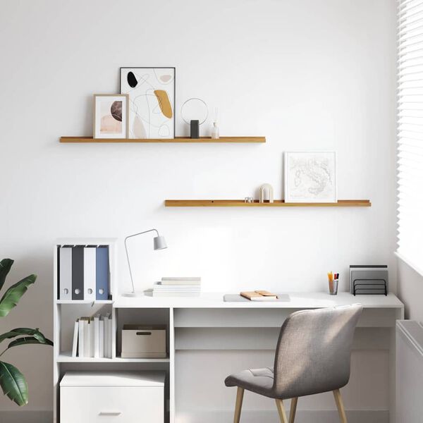 vidaXL Falpolc polcokkal t&aacute;rol&oacute;val 2 pcs B&eacute;zs 115 x 9 x 3 cm Faanyag