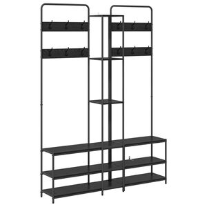 vidaXL Kab&aacute;t&aacute;llv&aacute;ny cipőpaddal Fekete T&ouml;lgy 143 x 30 x 199,5 cm