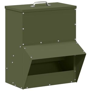 vidaXL Csirke etető Olajz&ouml;ld 20 x 25 x 35 cm Hidegen Hengerelt Ac&eacute;l