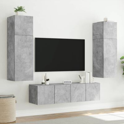 vidaXL 2 db betonszürke fali TV-szekrény LED-del 60x35x31 cm