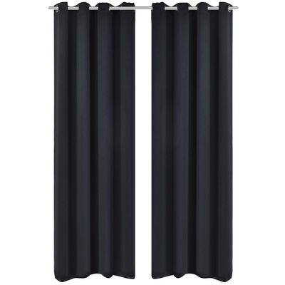 vidaXL 2 db fekete sötétítőfüggöny fém fűzőlyukakkal 135 x 175 cm