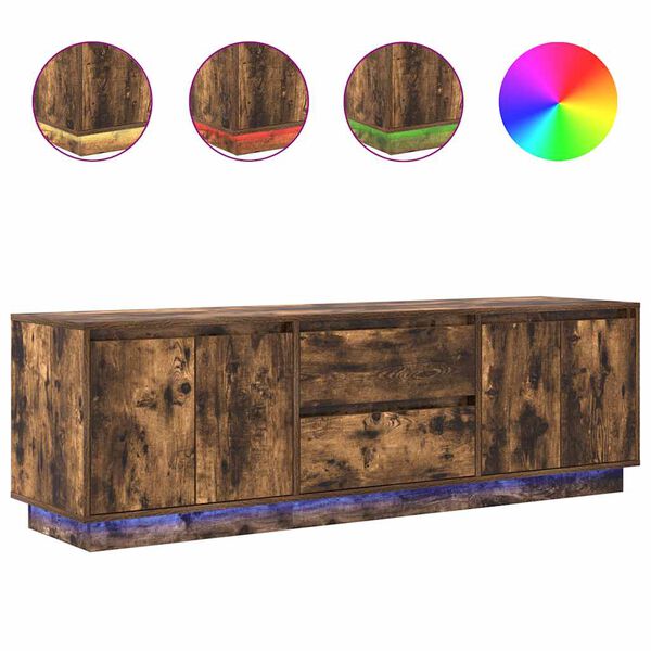 vidaXL f&uuml;st&ouml;s t&ouml;lgysz&iacute;nű TV-szekr&eacute;ny LED-vil&aacute;g&iacute;t&aacute;ssal 160,5x41x50 cm