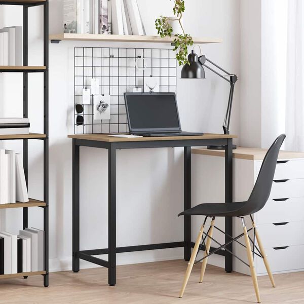 vidaXL asztal Artisan t&ouml;lgy 100 x 50 x 76,5 cm Műszaki fa &eacute;s ac&eacute;l