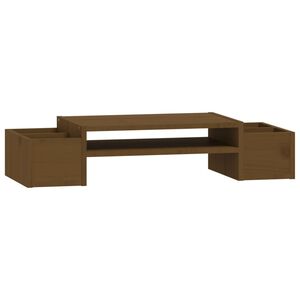 vidaXL m&eacute;zbarna t&ouml;m&ouml;r fenyőfa monitor&aacute;llv&aacute;ny 70 x 27,5 x 15 cm