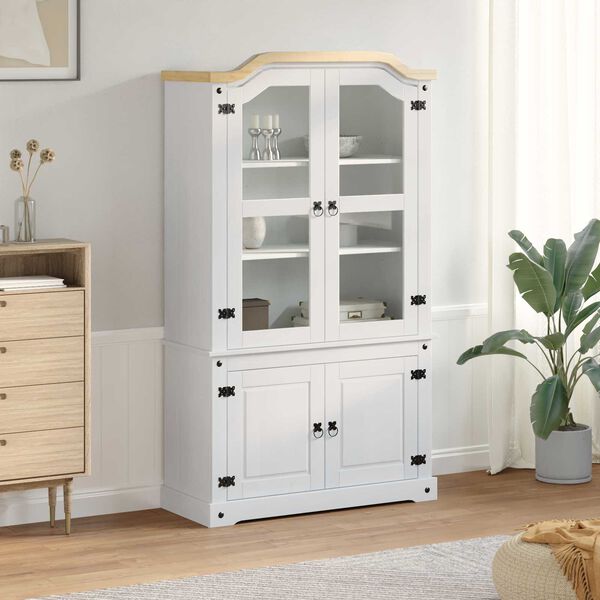 vidaXL Ki&aacute;ll&iacute;t&oacute; szekr&eacute;ny Feh&eacute;r 103,5 x 42 x 180 cm T&ouml;m&ouml;r fenyőfa