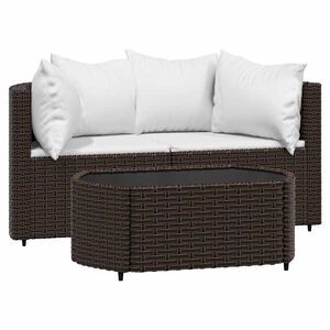 vidaXL 3 r&eacute;szes barna polyrattan kerti &uuml;lőgarnit&uacute;ra p&aacute;rn&aacute;val