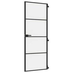 vidaXL fekete edzett &uuml;veg &eacute;s alum&iacute;nium v&eacute;kony belt&eacute;ri ajt&oacute; 76x201,5 cm