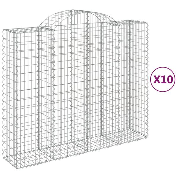 vidaXL 10 db &iacute;ves horganyzott vas gabion kos&aacute;r 200x50x160/180 cm