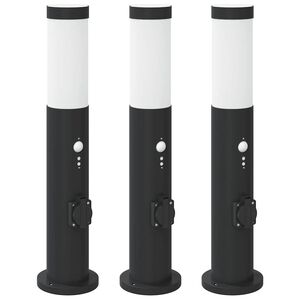 vidaXL 3 db k&uuml;lt&eacute;ri l&aacute;mpa &eacute;rz&eacute;kelővel &eacute;s konnektorral 50 cm rozsdamentes ac&eacute;l IP44