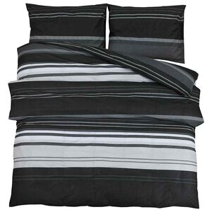 vidaXL fekete cs&iacute;kos pamut paplanhuzat-szett 200 x 200 cm