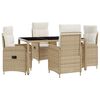 vidaXL K&uuml;lt&eacute;ri &eacute;tkező szett 5 db Beige &eacute;s Kr&eacute;msz&iacute;nű polirattan