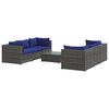 vidaXL 7 r&eacute;szes sz&uuml;rke polyrattan kerti &uuml;lőgarnit&uacute;ra p&aacute;rn&aacute;kkal