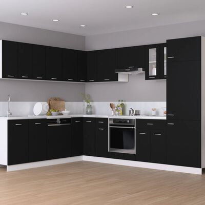 vidaXL fekete forgácslap szekrény hűtőhöz 60 x 57 x 207 cm