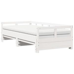 vidaXL feh&eacute;r t&ouml;m&ouml;r fenyőfa kih&uacute;zhat&oacute; kanap&eacute;&aacute;gy matracokkal 90 x 200 cm