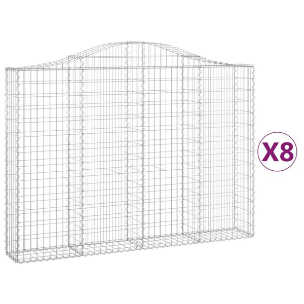 vidaXL 8 db &iacute;ves horganyzott vas gabion kos&aacute;r 200x30x140/160 cm