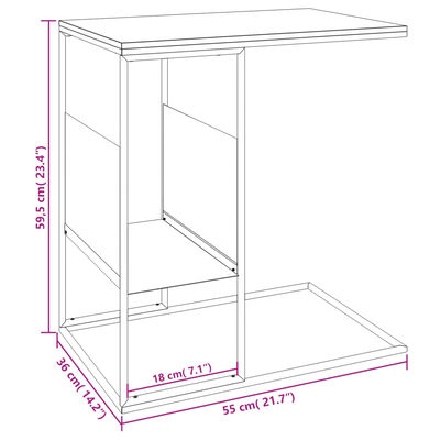 vidaXL fekete szerelt fa kisasztal 55 x 36 x 59,5 cm