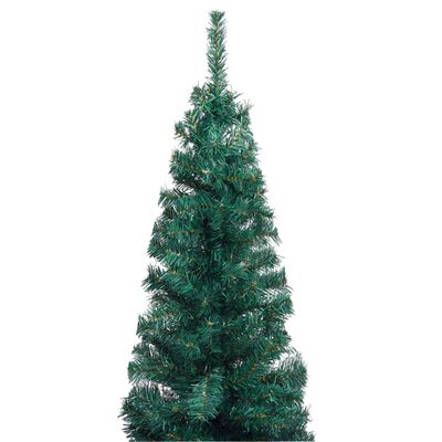 vidaXL zöld vékony műkarácsonyfa LED-ekkel és gömbszettel 210 cm