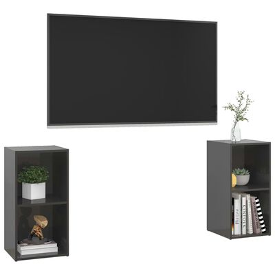 vidaXL 2 db magasfényű szürke forgácslap TV-szekrény 72 x 35 x 36,5 cm