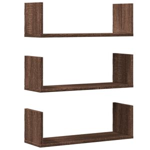 vidaXL 3 db barna t&ouml;lgy sz&iacute;nű szerelt fa fali polc 58 x 18 x 18 cm