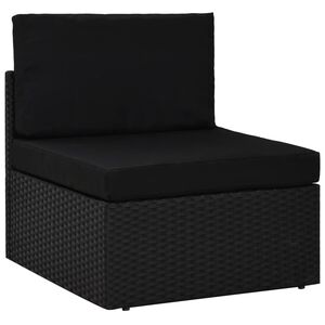 vidaXL fekete polyrattan k&ouml;z&eacute;pső kanap&eacute;elem