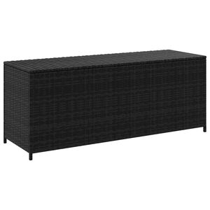 vidaXL fekete polyrattan kerti t&aacute;rol&oacute;l&aacute;da 150 x 50 x 60 cm
