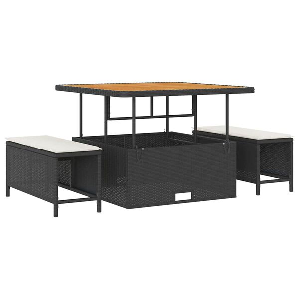 vidaXL Kerti Kanapé Szett 12 pcs Fekete és krémszínű 100 x 100 x 71 cm