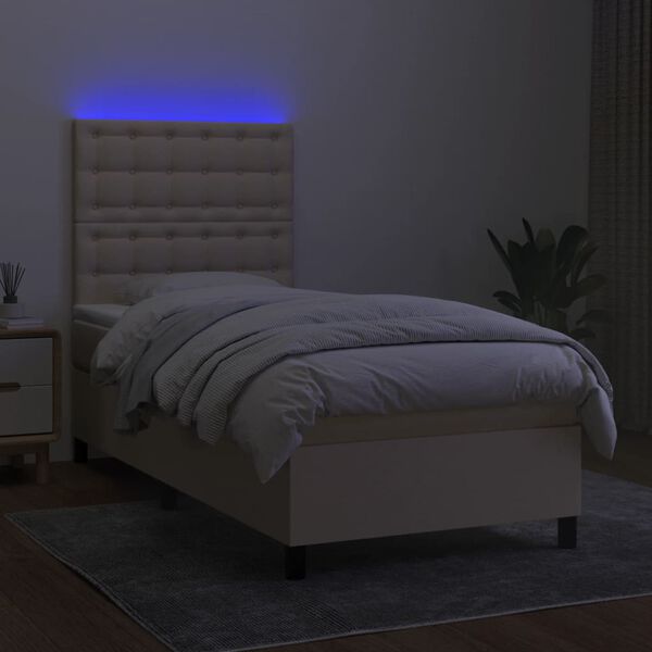vidaXL kr&eacute;msz&iacute;nű sz&ouml;vet rug&oacute;s &eacute;s LED-es &aacute;gy matraccal 100x200 cm