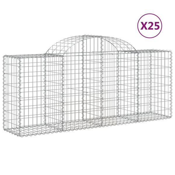 vidaXL 25 db &iacute;ves horganyzott vas gabion kos&aacute;r 200x50x80/100 cm