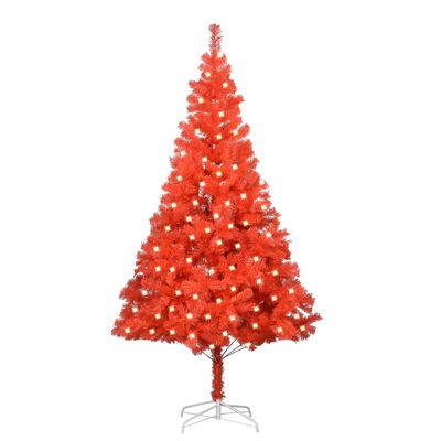 vidaXL piros PVC műkarácsonyfa LED-ekkel és állvánnyal 240 cm