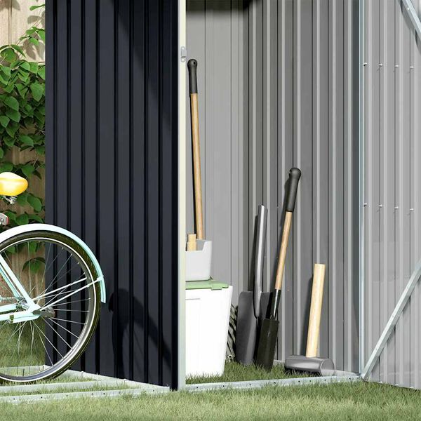 vidaXL antracitsz&uuml;rke horganyzott ac&eacute;l kerti tűzifat&aacute;rol&oacute; 245x98x159cm