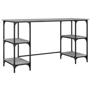 vidaXL sz&uuml;rke sonoma sz&iacute;nű f&eacute;m &eacute;s szerelt fa &iacute;r&oacute;asztal 140x50x75 cm