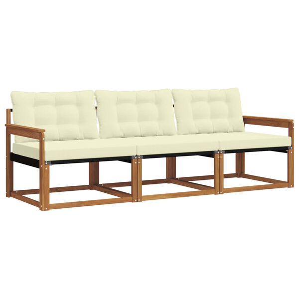 vidaXL K&uuml;lt&eacute;ri kanap&eacute; szett p&aacute;rn&aacute;val 3 pcs Term&eacute;szetes &eacute;s kr&eacute;msz&iacute;nű