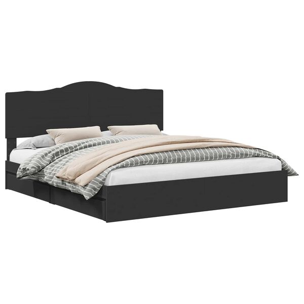 vidaXL T&aacute;rol&oacute;s &Aacute;gy fejt&aacute;ml&aacute;val fi&oacute;kkal Fekete 200 x 200 cm Faanyag