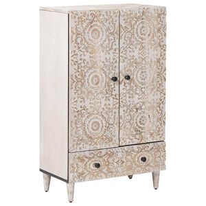 vidaXL Magas T&aacute;lca fi&oacute;kkal Feh&eacute;r 60 x 33,5 x 100 cm T&ouml;m&ouml;r Mang&oacute;f&aacute;t