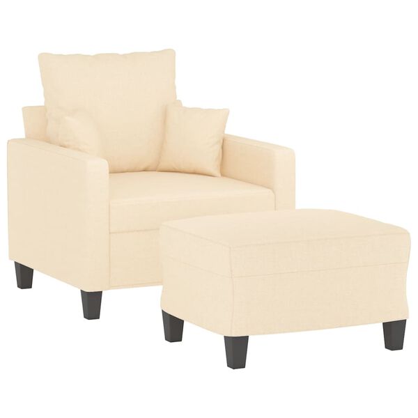 vidaXL kr&eacute;msz&iacute;nű sz&ouml;vet kanap&eacute;fotel l&aacute;btart&oacute;val 60 cm