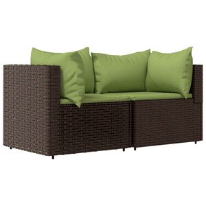 vidaXL 2 db barna polyrattan kerti sarokkanap&eacute; p&aacute;rn&aacute;kkal