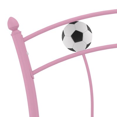 vidaXL rózsaszín fém ágykeret focis dizájnnal 90 x 200 cm