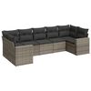 vidaXL 7 r&eacute;szes sz&uuml;rke polyrattan kerti &uuml;lőgarnit&uacute;ra p&aacute;rn&aacute;kkal