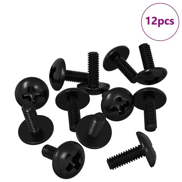 vidaXL H&uuml;vely Csavarok 12 pcs Fekete M4 x 10 mm Vas